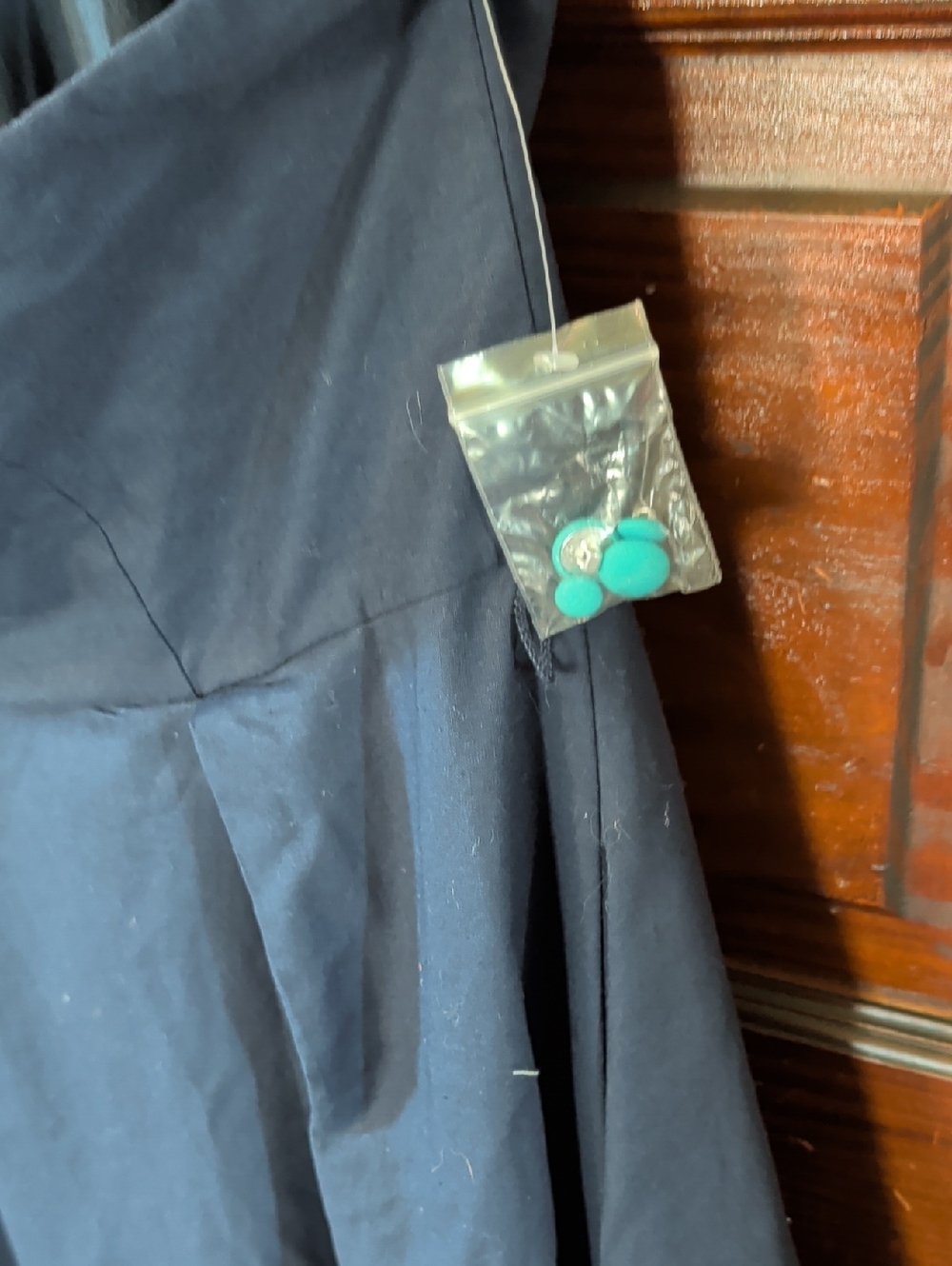 Retro Housewife Navy Swing halter Dress with Teal Buttons and Pockets XL - Picture 4 of 11